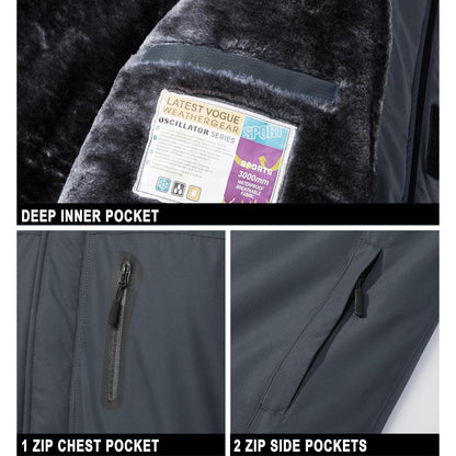 Herren Skijacke Wasserdicht & Warm – Dunkelgrau