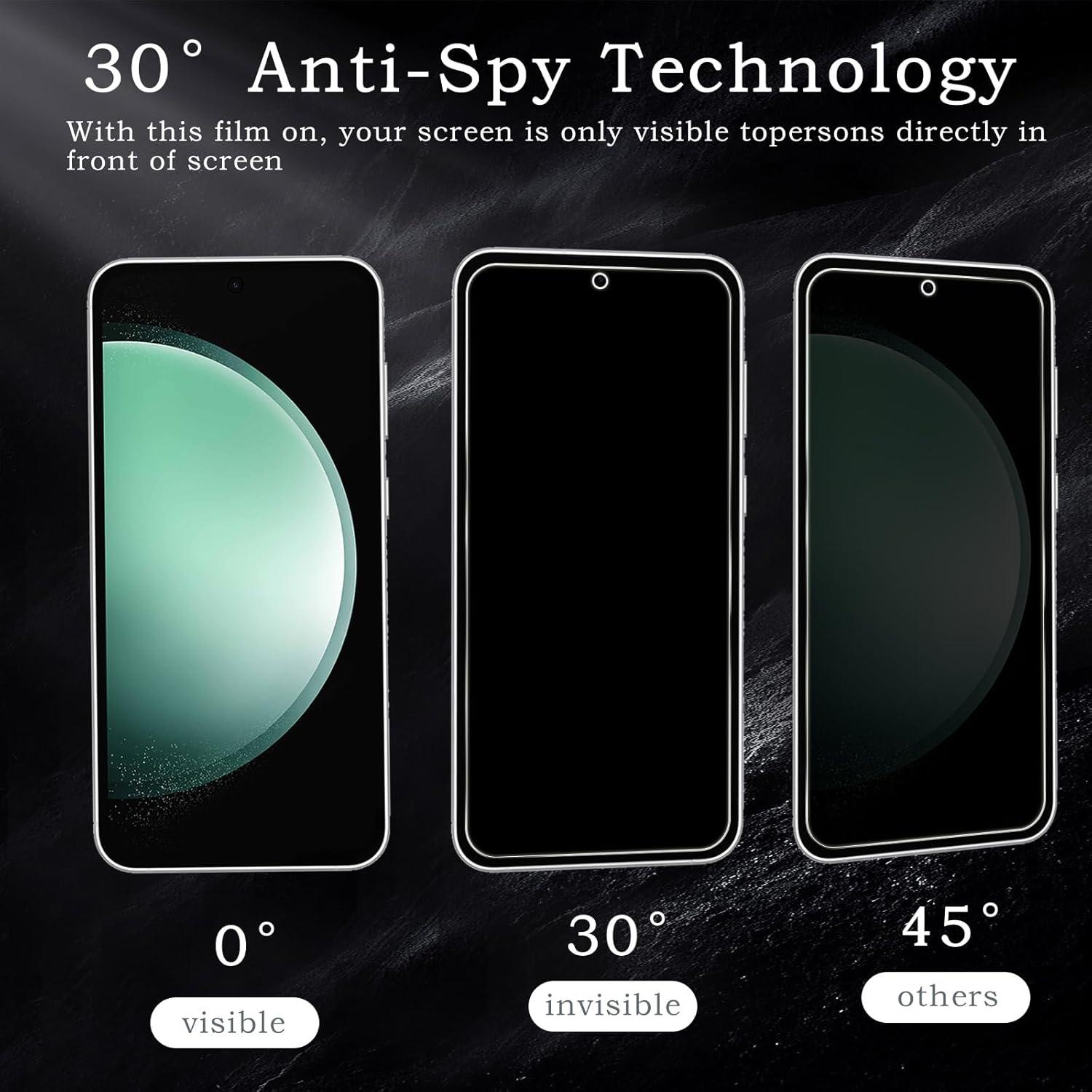 S23 FE Sichtschutz & Kameraschutz 2 Stk. HD Anti-Spy Glasfolie 9H