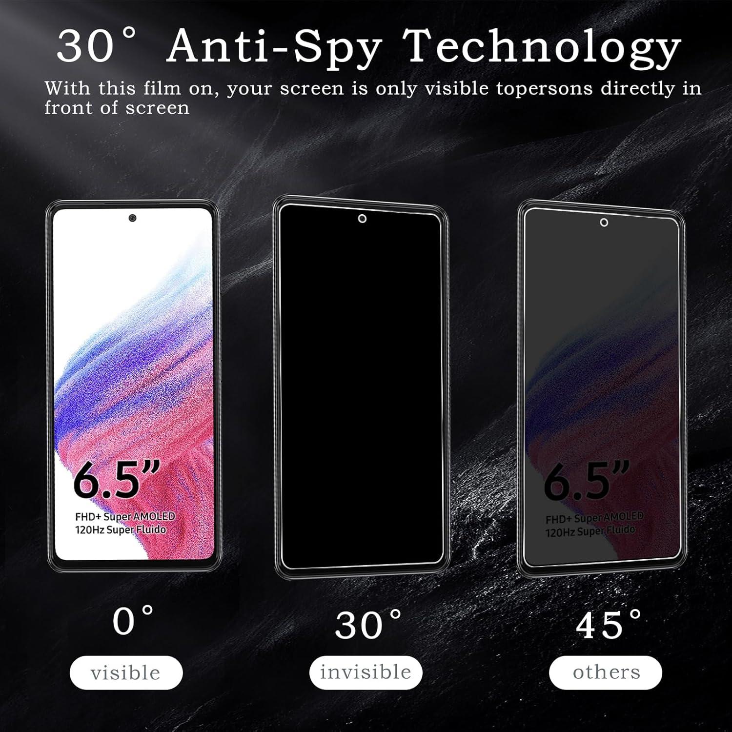 2x Samsung Galaxy A53 Sichtschutz & Kameraschutz Anti-Spy Glas Folie 9H