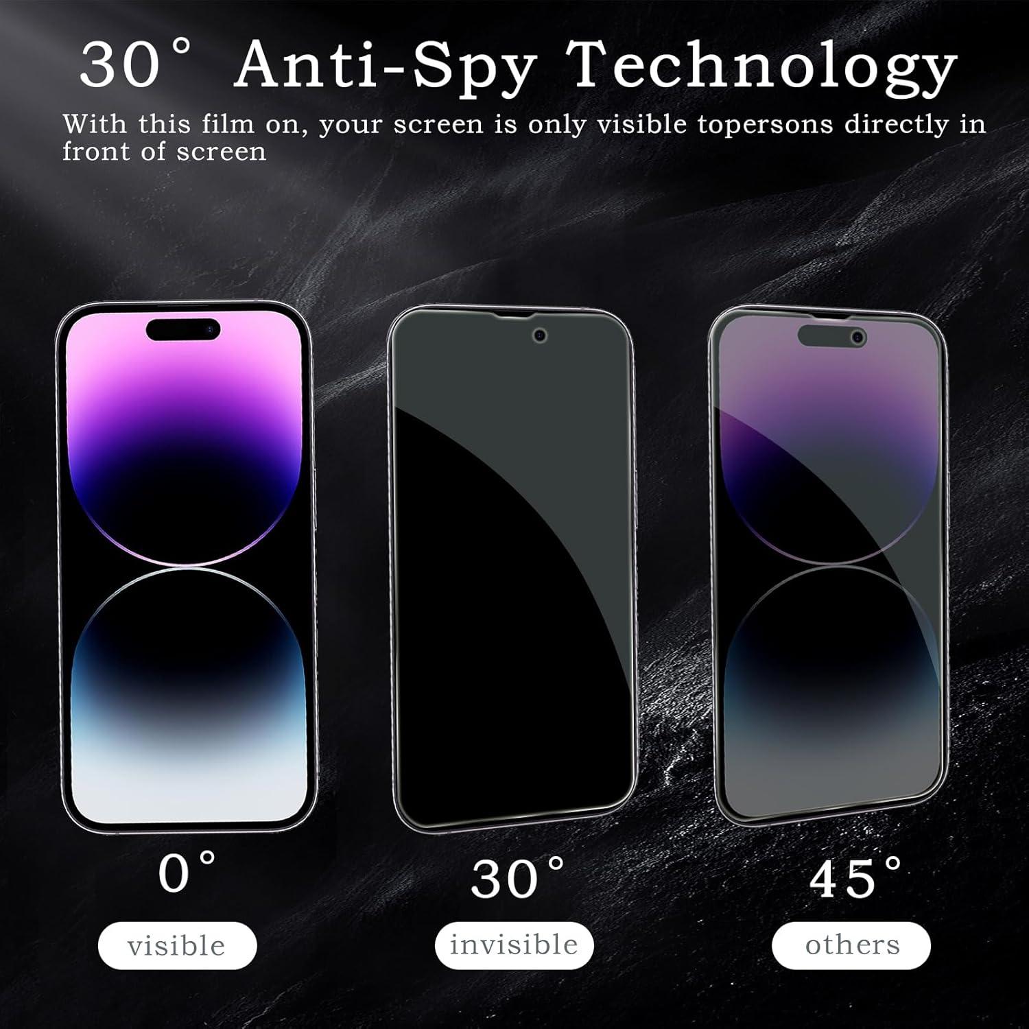 2x iPhone 14 Pro Sichtschutz Kameraschutz Glas Folie 9H HD Blickschutzfolie
