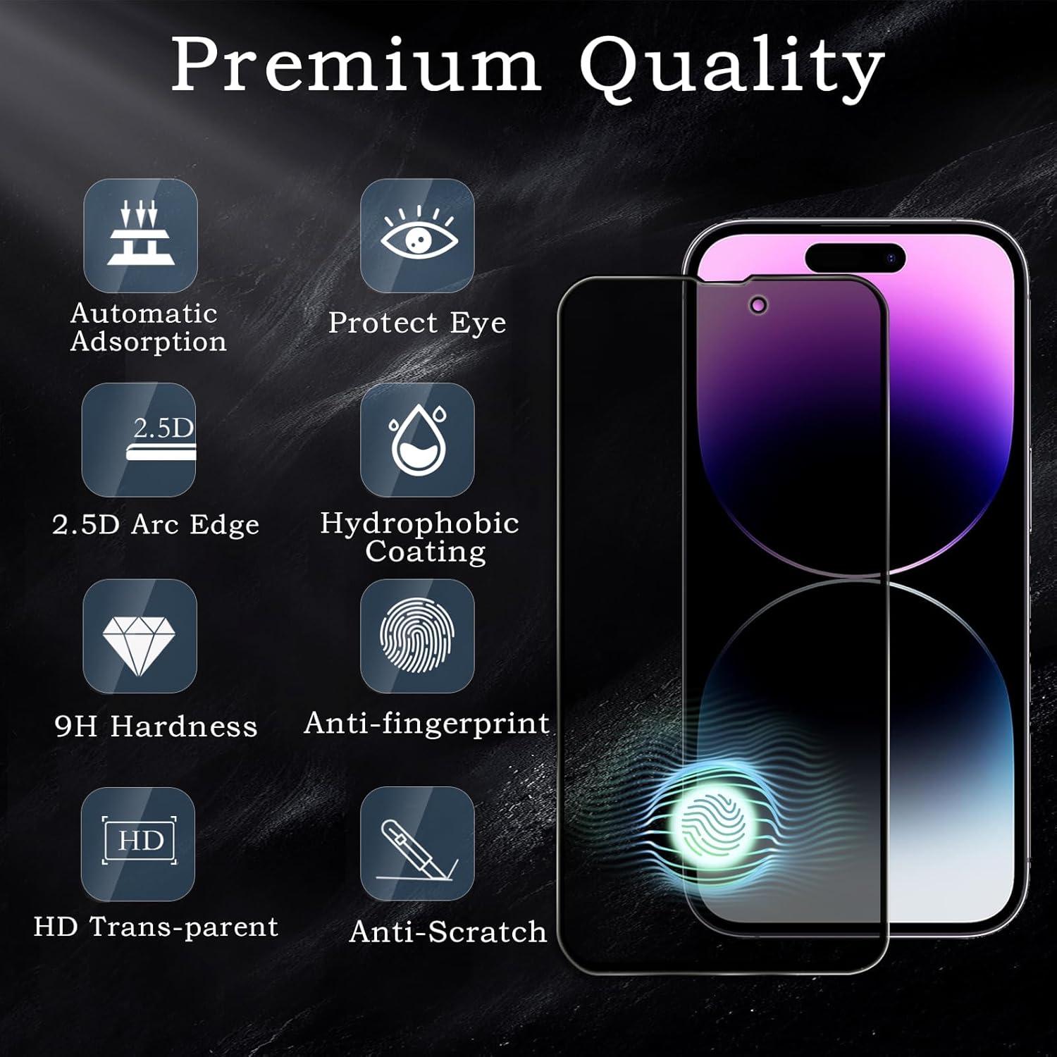 2er Pack iPhone 14 Pro Max Sichtschutz & Kameraschutz Folie