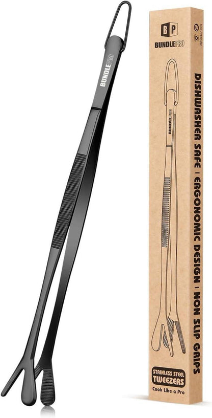 Doppelspitze Kochpinzette 2-in-1 Profi-Edelstahl-Küchenpinzette 25.5