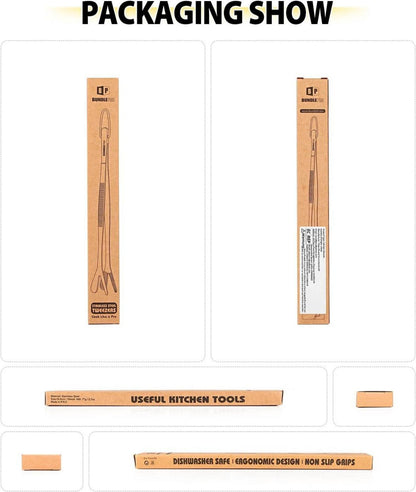 Doppelspitze Kochpinzette 2-in-1 Edelstahl Küchenpinzette Meeresfrüchte Grillen (25.5 CM