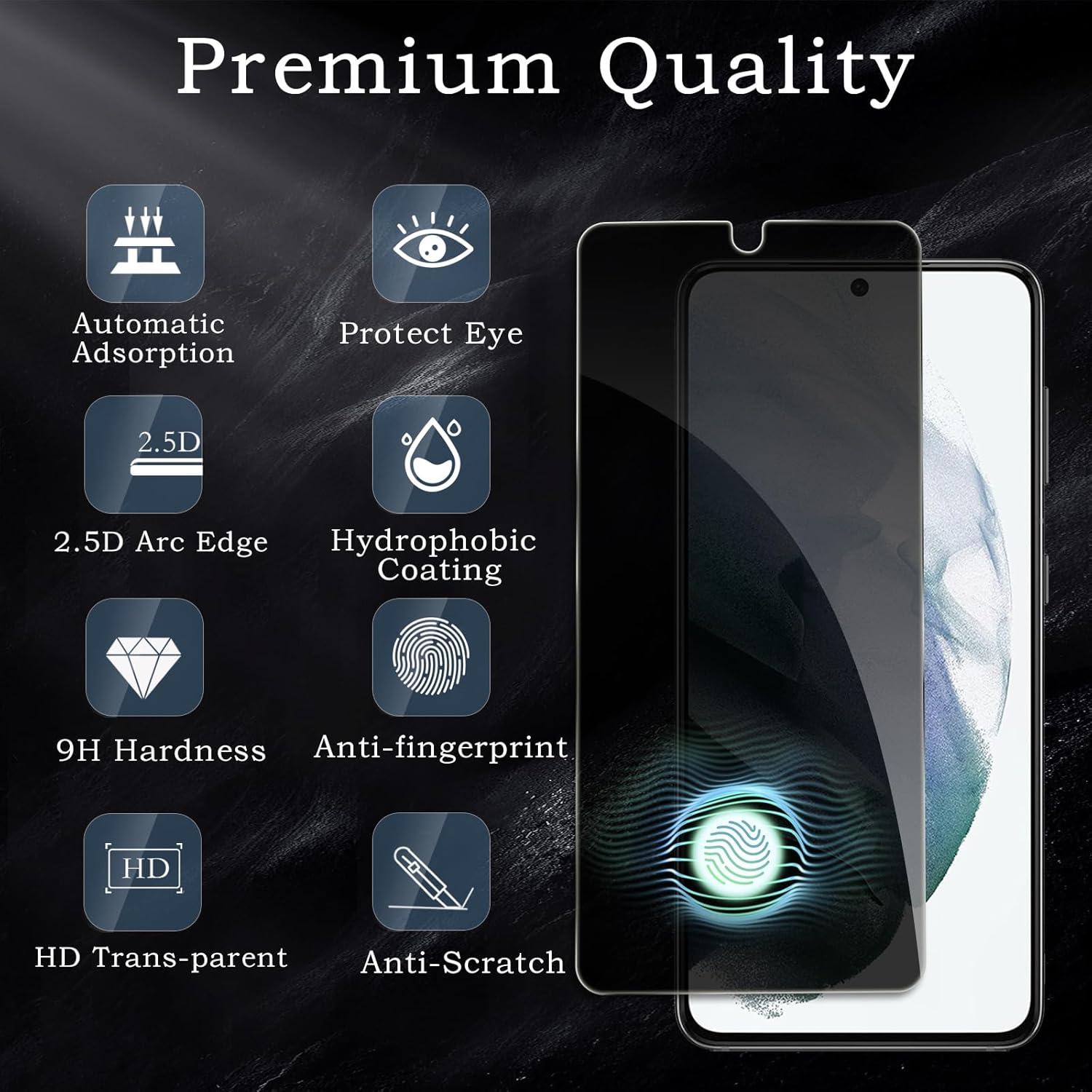 Sichtschutzfolie Samsung Galaxy S21 2er Set Anti-Spy Panzer Glasfolie