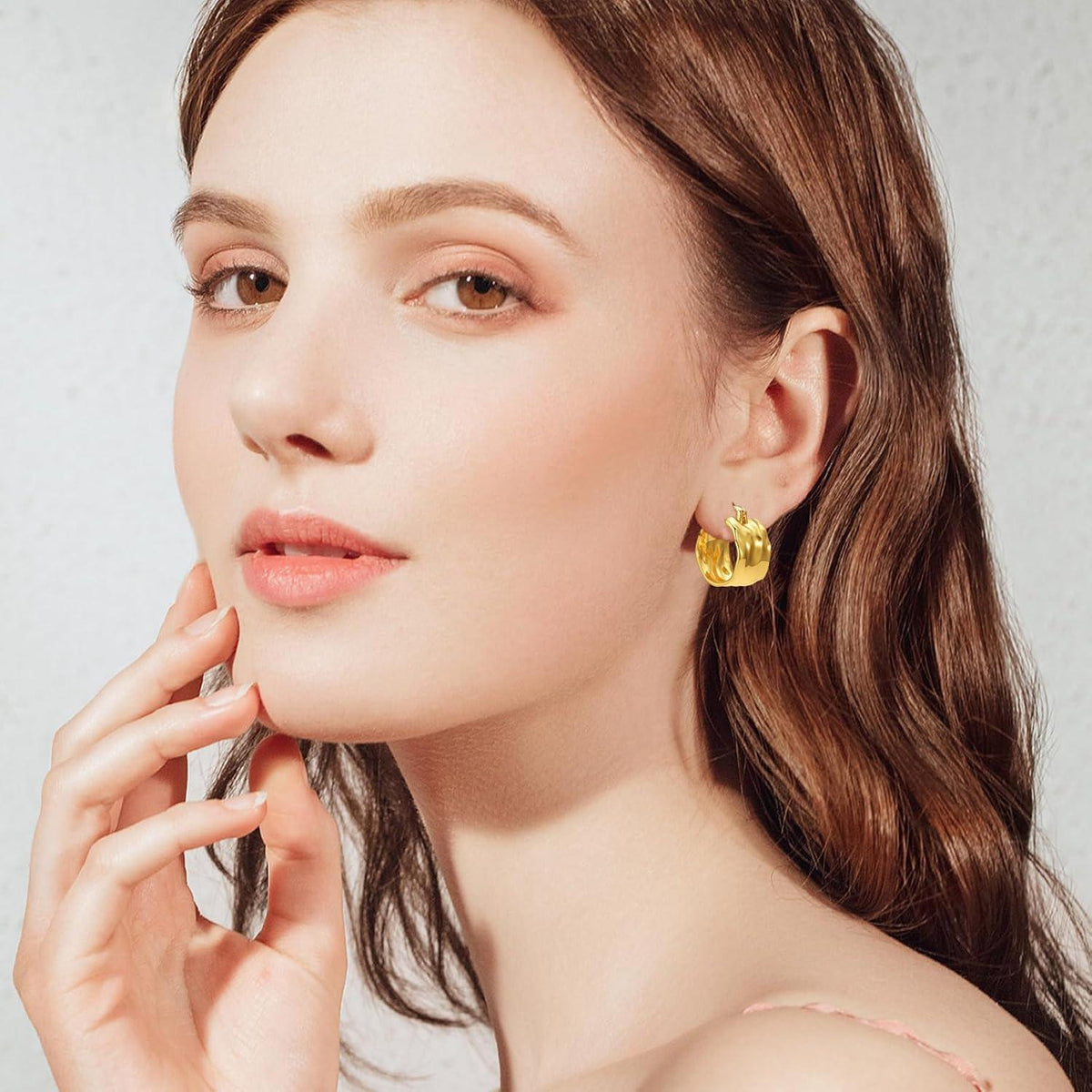 Goldene Creolen Ohrringe 925 Silber Hypoallergen 14K Gold Earrings