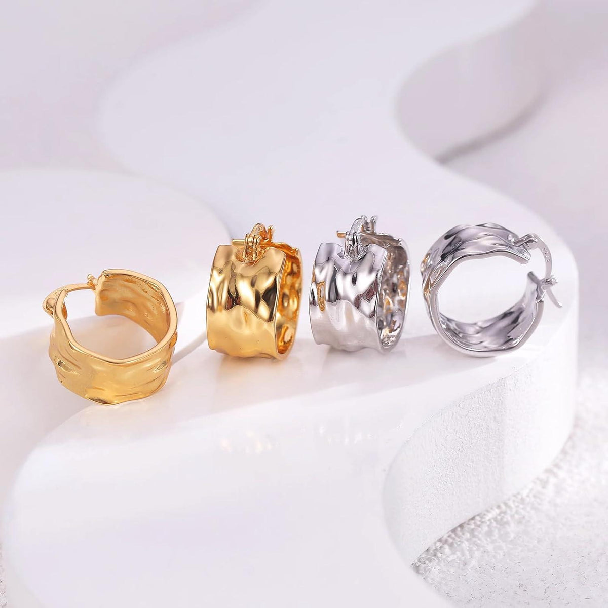 Damen Creolen Ohrringe Gold Silber 925 Hypoallergen 14K