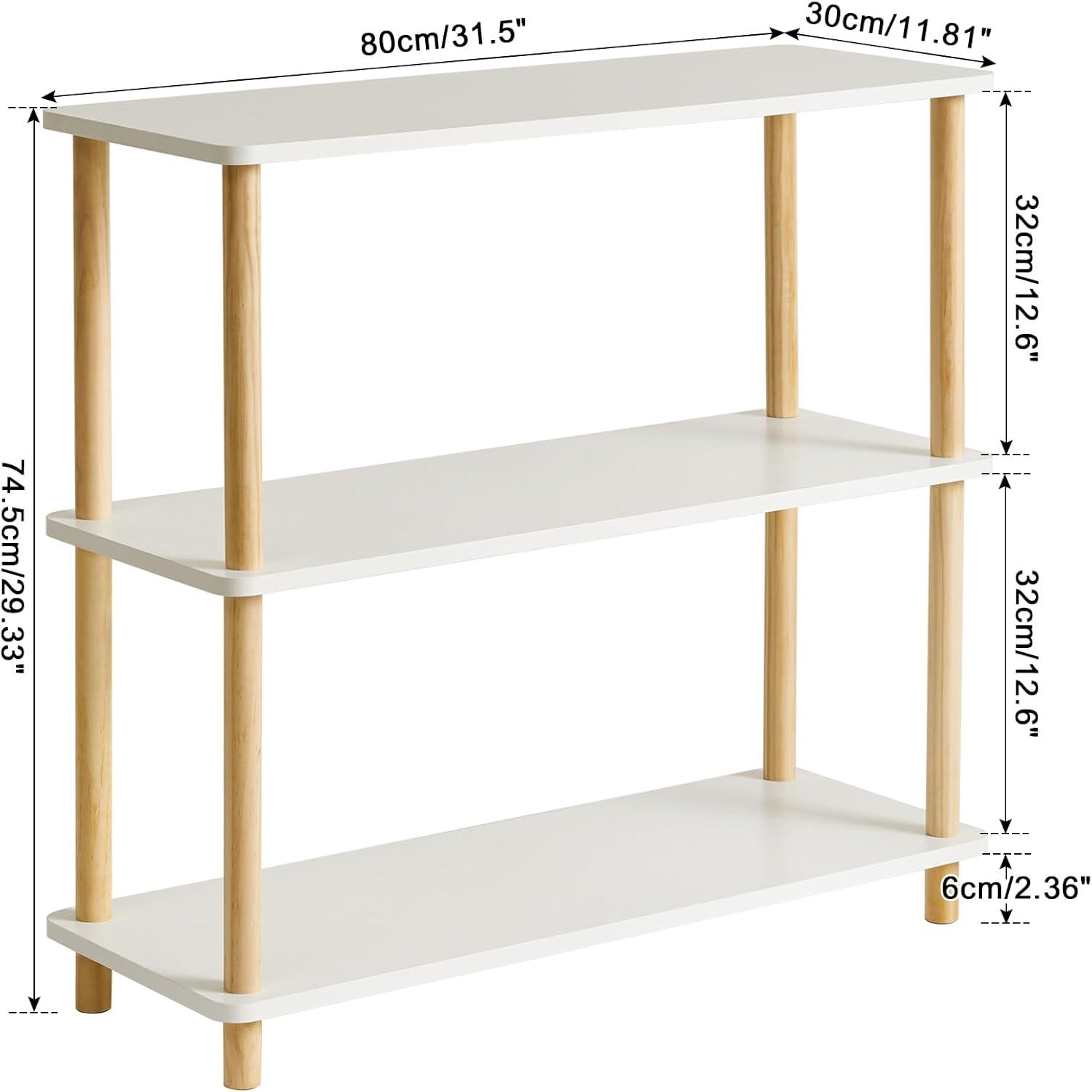 3-Tier Holz offenes Bücherregal Aufbewahrungsorganizer Multifunktional