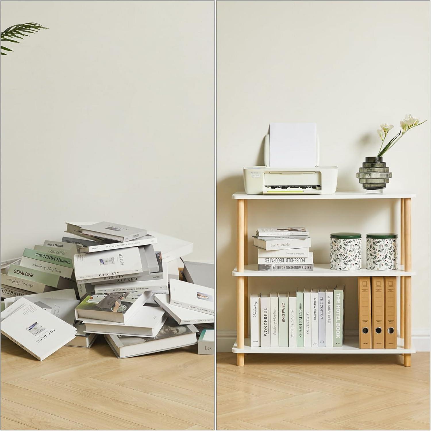 3-Tier Holz Bücherregal modernes stehendes Regal multifunktional