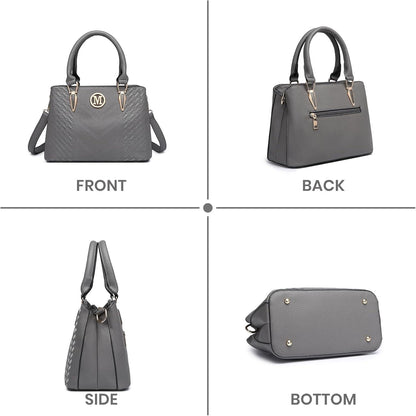 Miss Lulu Damen Handtasche Mittelgroß Schwarz Lychee Muster