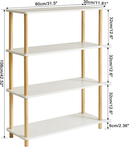 4-Tier Holz Bücherregal freistehende Aufbewahrung Organizer WBC004W