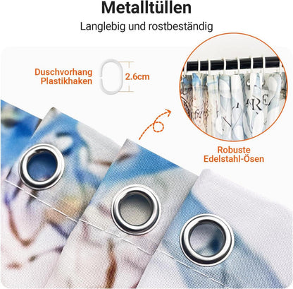 Duschvorhang Meeresschildkröte 180x200cm Antischimmel Polyester Stoff Ösen 12 Ringe