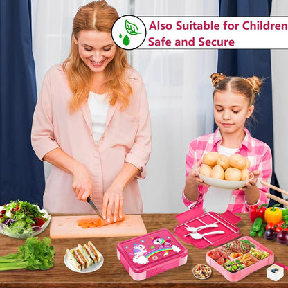 Brotdose Kinder Einhorn Bento Box Lunchbox mit Fächern - BPA Frei