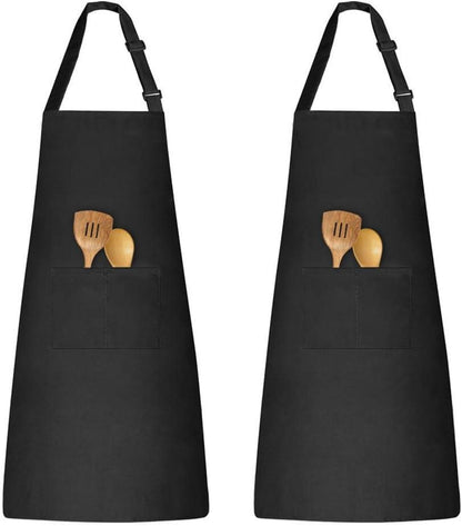 Küchenschürze 2er Set Schwarz Verstellbar mit Taschen