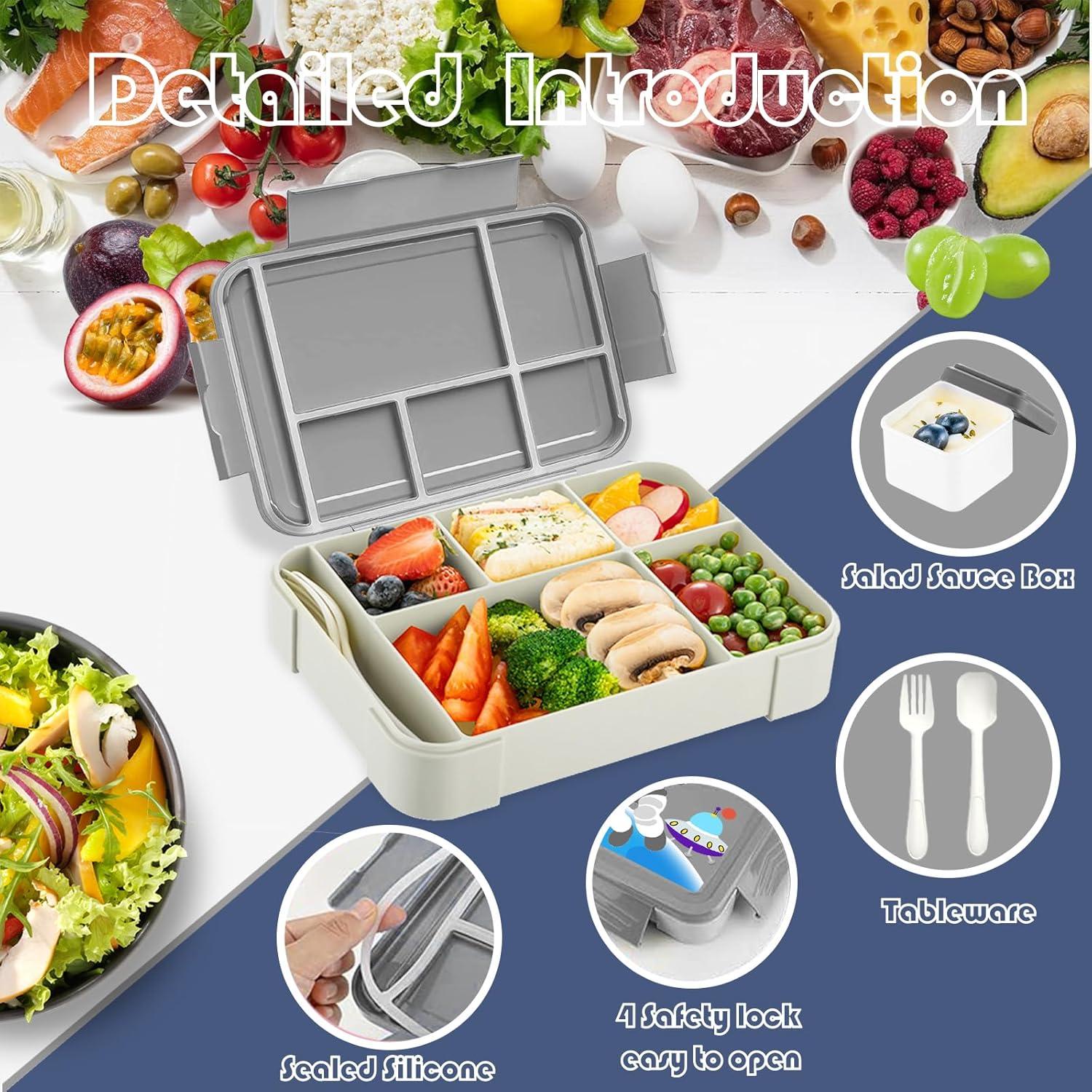 Yskmefun Kinder Lunchbox Bento Box 1330ml mit Fächern BPA frei
