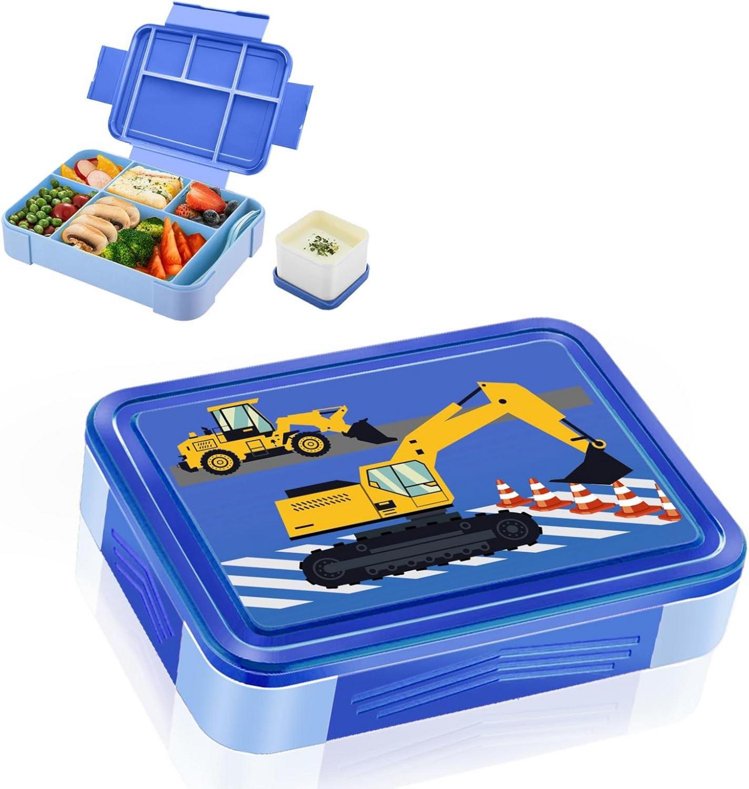 Kinder Lunchbox mit Fächern und Bagger Muster auslaufsicher