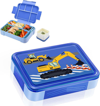 Kinder Lunchbox mit Fächern und Bagger Muster auslaufsicher