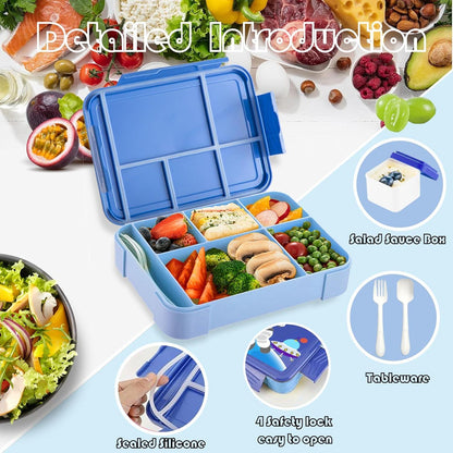 Yskmefun Kinder Brotdose mit Fächern Bagger Muster BPA Frei optimal für Schule Büro Picknick Reisen