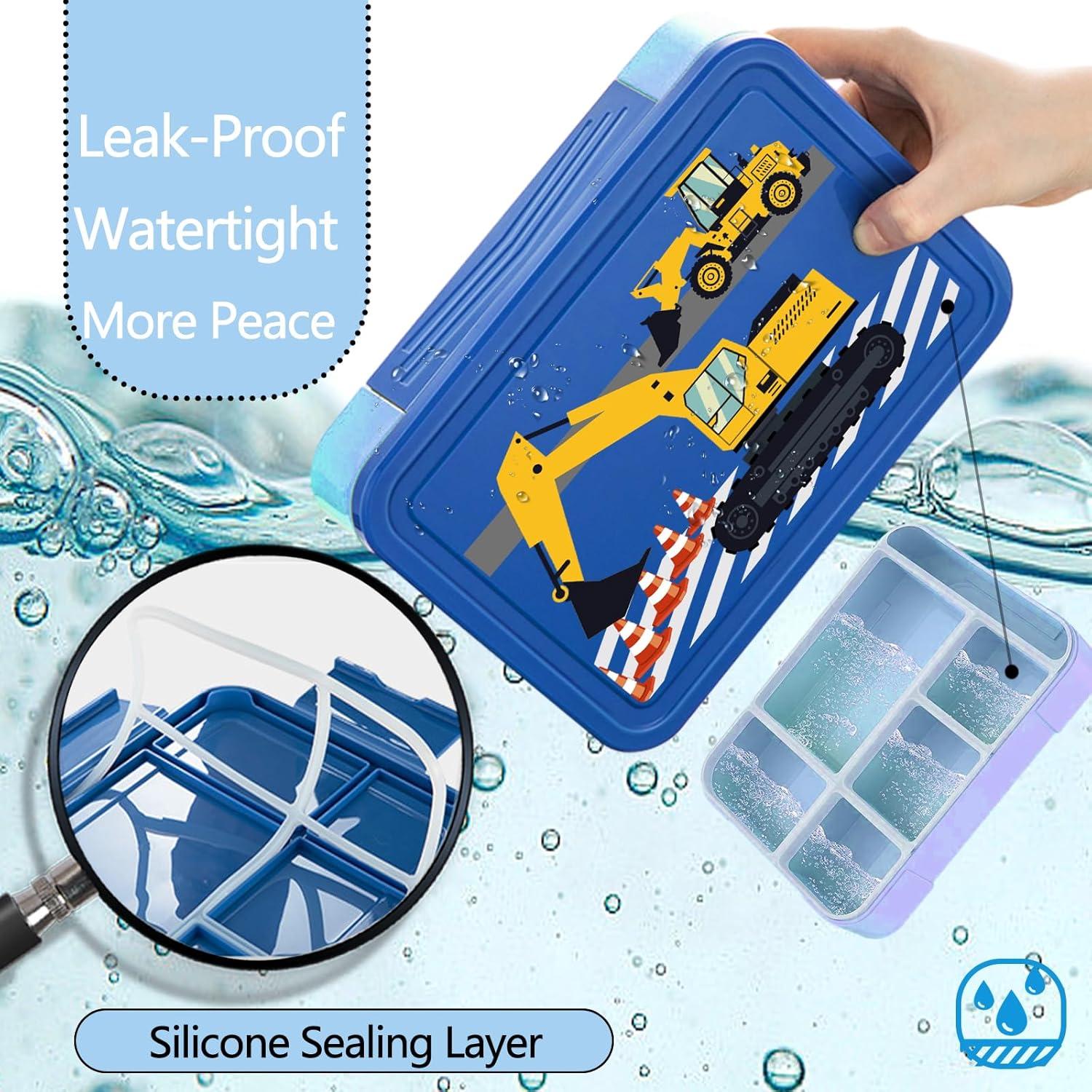 Kinder Lunchbox mit Fächern Bagger Muster BPA Frei 1330 ml
