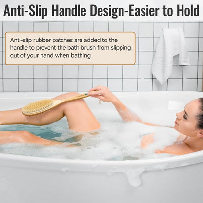 Ithyes Rückenbürste Dusche Holz Langgriff Naturborsten Peeling Massagereinigung