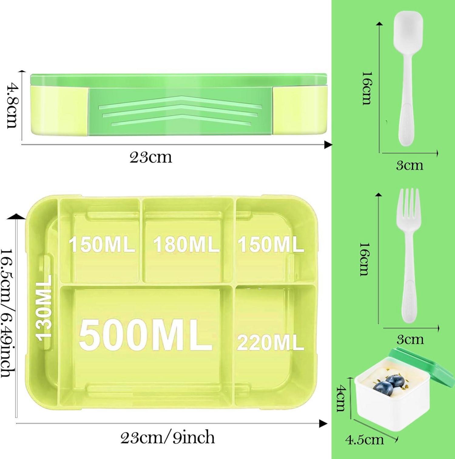 Yskmefun Bento Lunchbox Kinder 1300ml Fächern Green Space