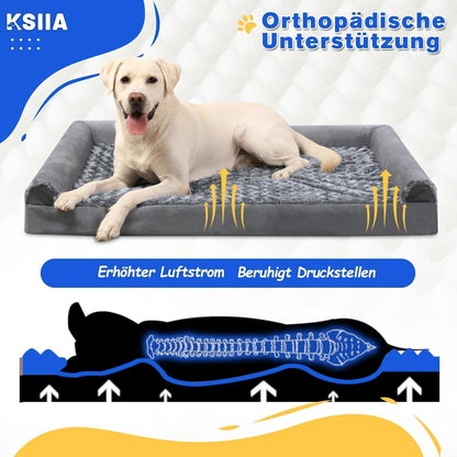 Orthopädisches Hundebett XL Grau mit erhöhten Rändern