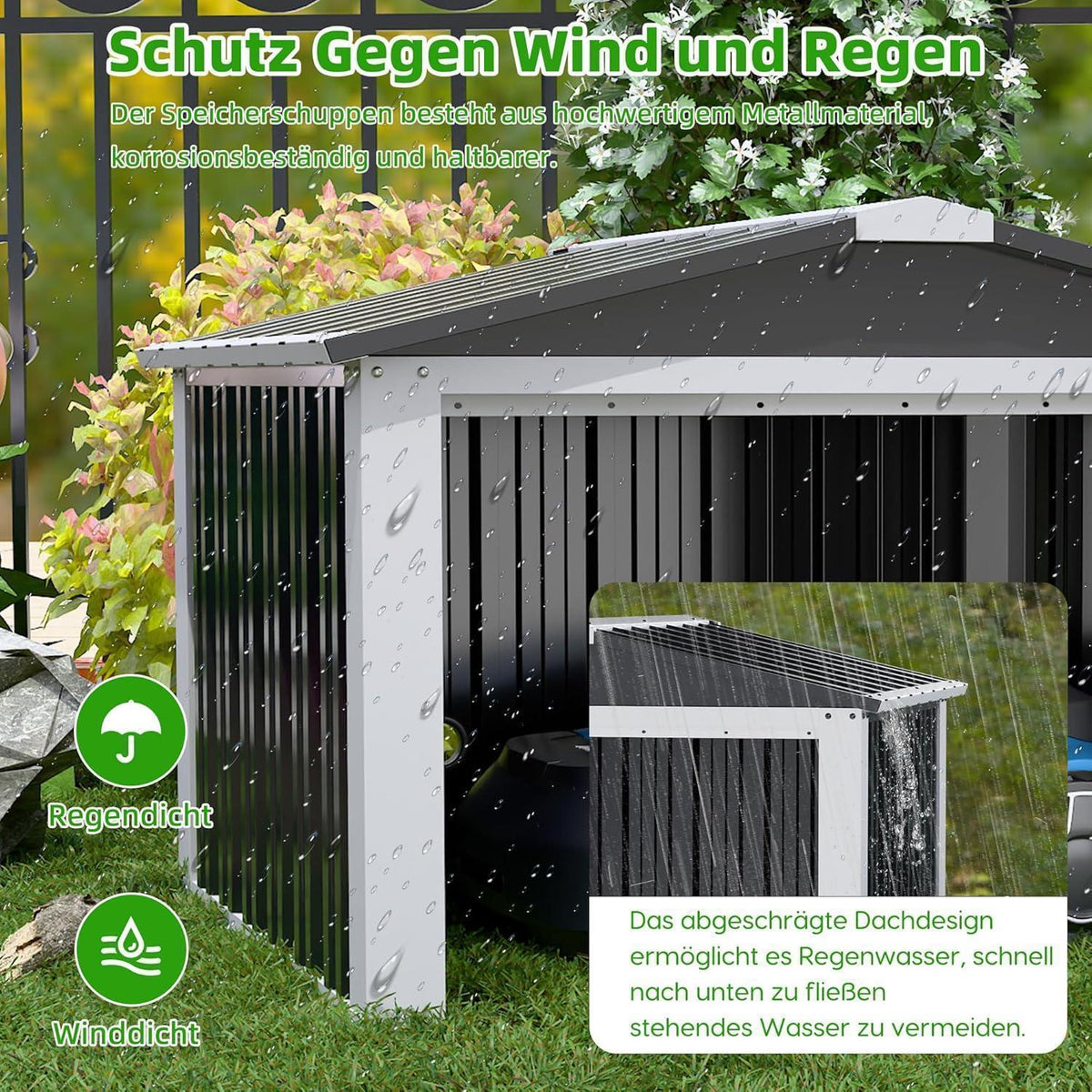 Metall Mähroboter Garage mit Satteldach – Schutz & Stauraum