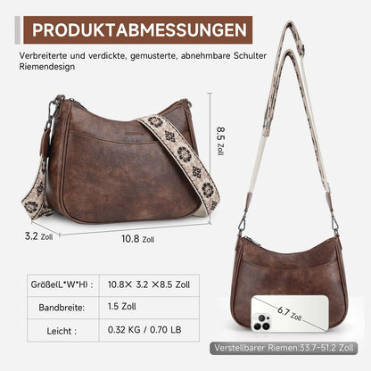 Kleine APHISON Crossbody Bag mit breitem Gurt und Kartenschlitz