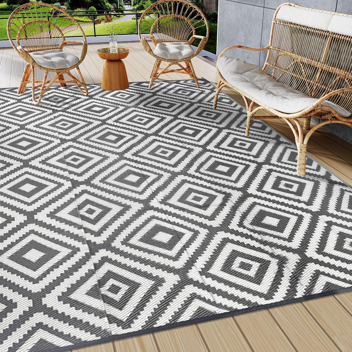 Wetterfester Outdoor Teppich Grau 180x270 cm – Wasserfest & Leicht
