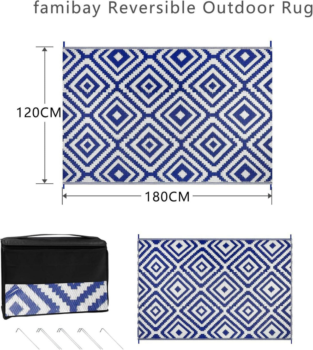 Outdoor Teppich 120x180cm wasserdicht & leicht - Terrasse