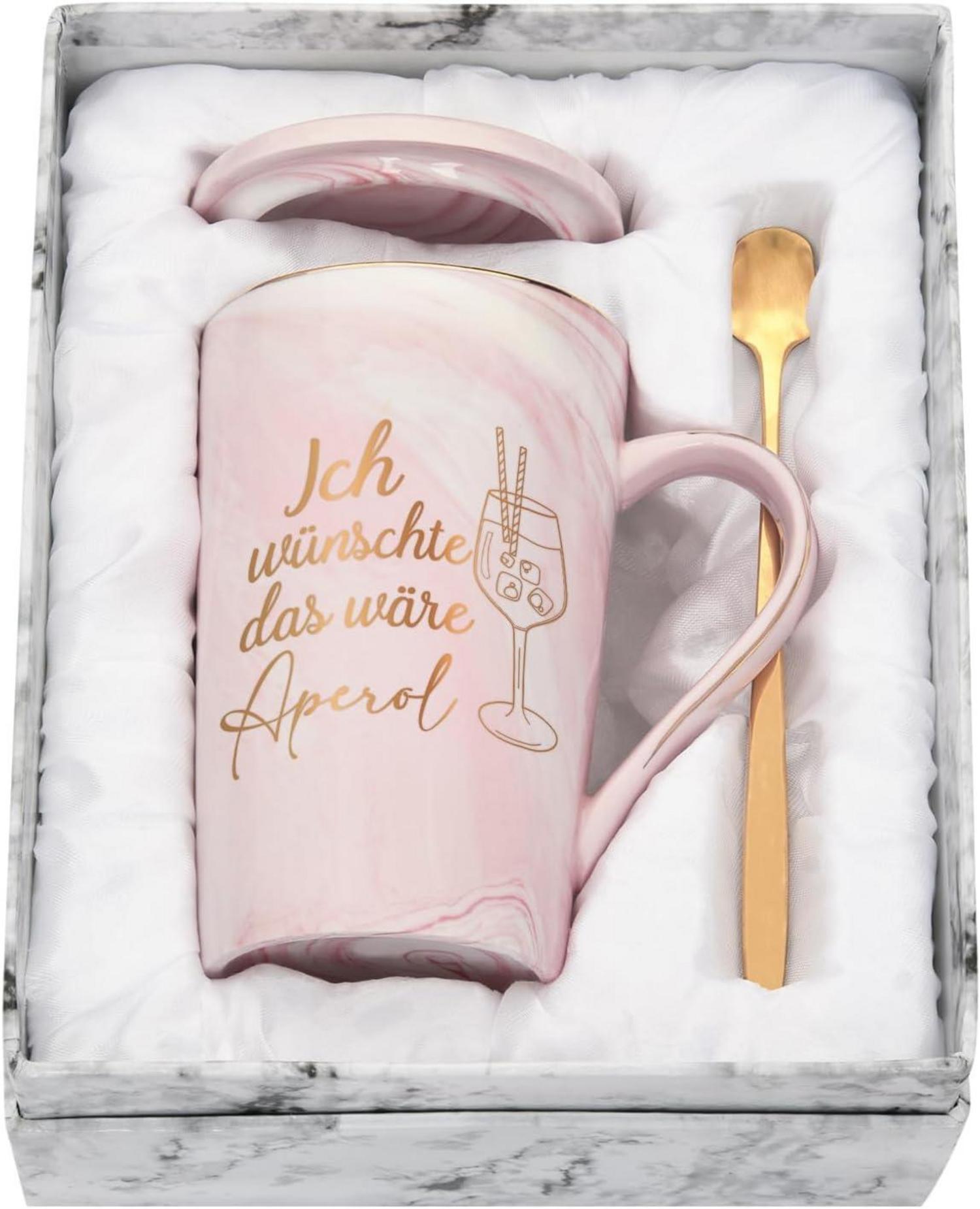 Joymaking Kaffeetasse Aperol Spruch Geschenk 400ml Rosa Handmade