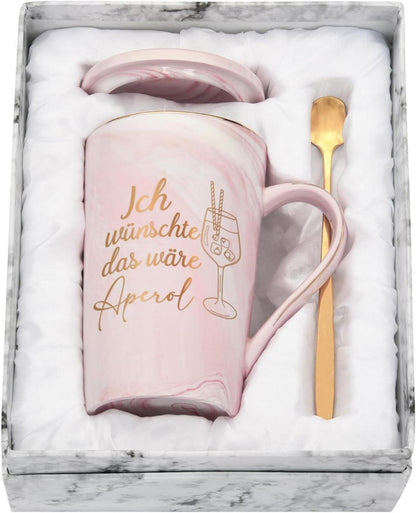 Joymaking Kaffeetasse Aperol Spruch Geschenk 400ml Rosa Handmade