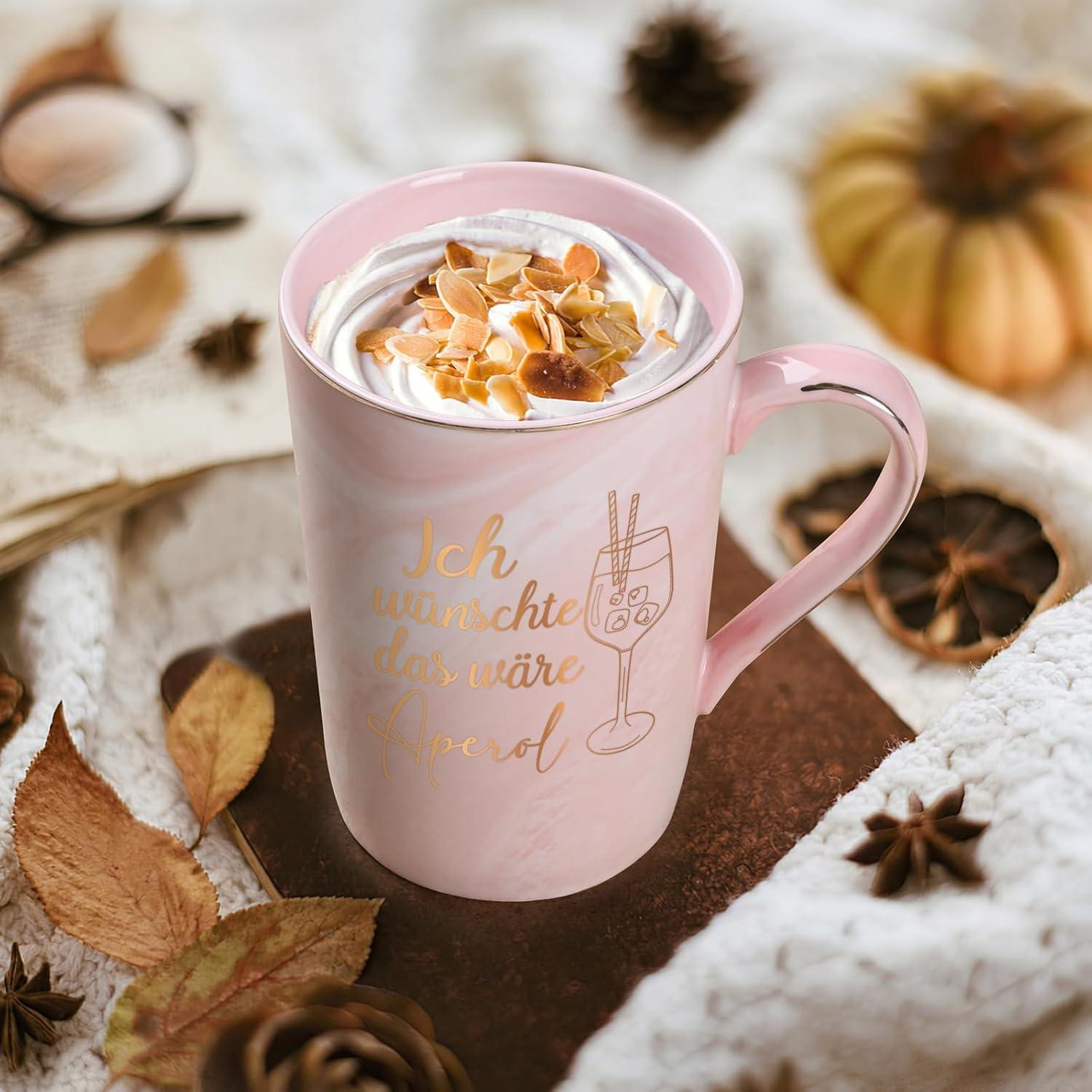 Joymaking Kaffeetasse Aperol Spruch Geschenk 400ml Rosa Handmade