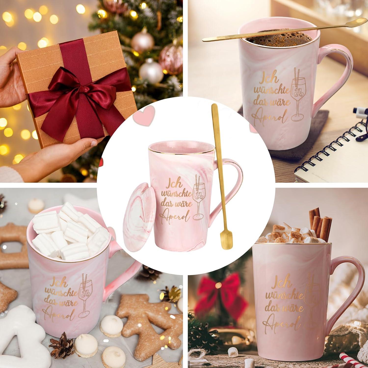 Große Marmor Kaffeetasse 400ml Aperol Spruch Geschenk Frauen Freundinnen