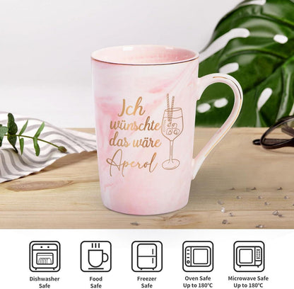 Große Marmor Kaffeetasse 400ml Aperol Spruch Geschenk Frauen Freundinnen
