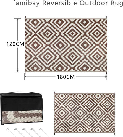 Outdoor Teppich 120x180cm wasserdicht Wendbar Leichtgewicht