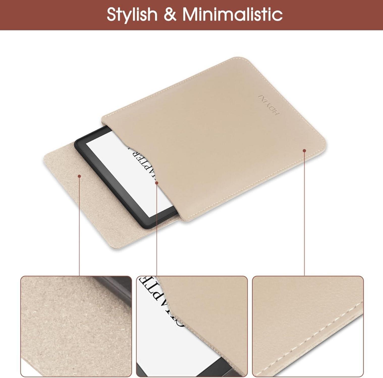 HoYiXi 6 Zoll E-Reader Hülle Weiß Leder Schutzhülle Tasche Flip-In-Design