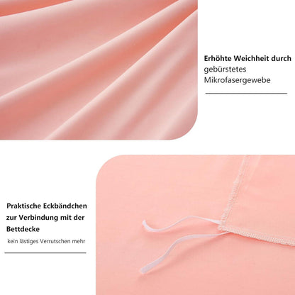 Bettwäsche 220x240 Pfirsch Rosa Set 3teilig Mikrofaser Reißverschluss