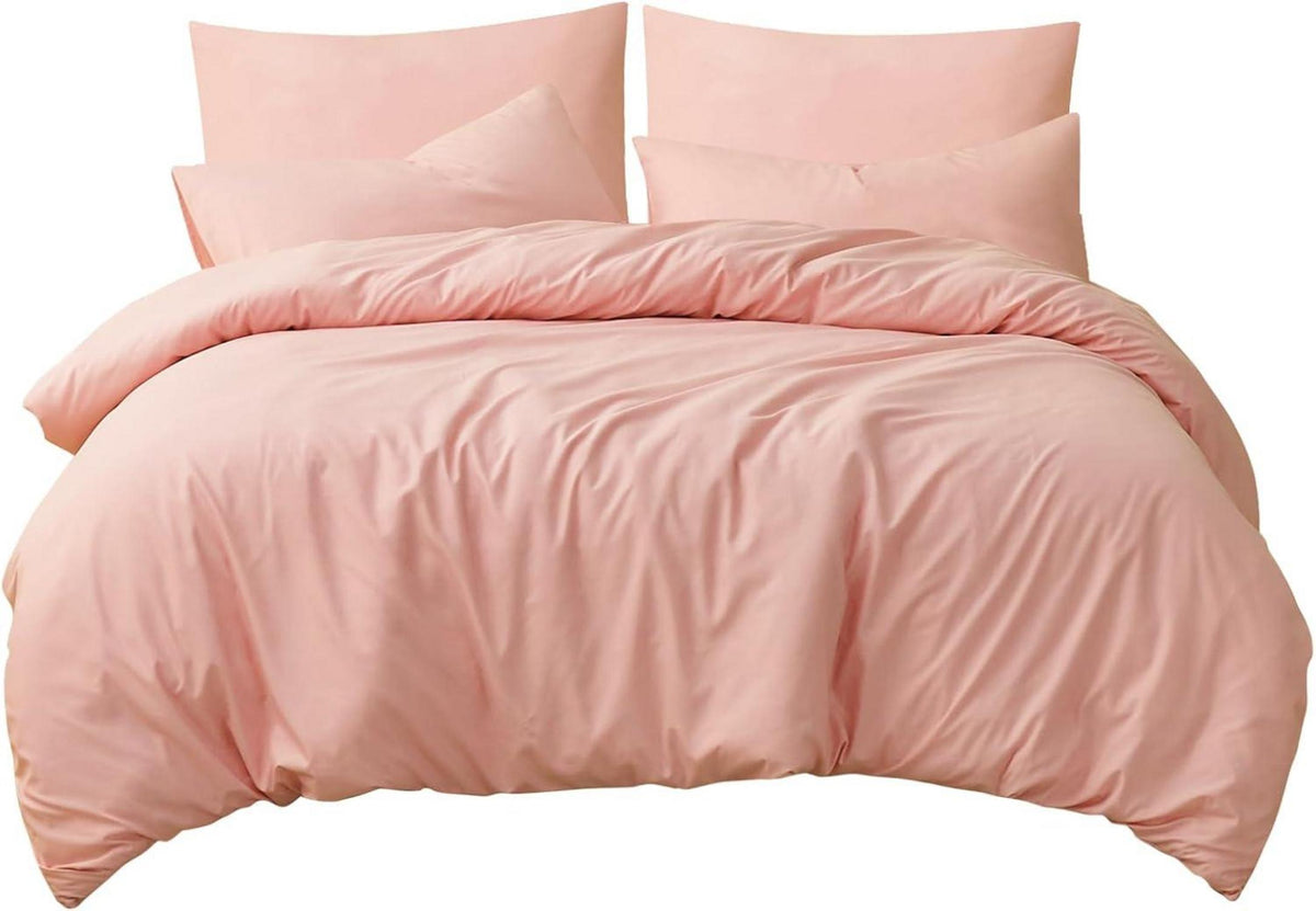 Bettwäsche 200x200 Pfirsch Rosa Set Mikrofaser Reißverschluss