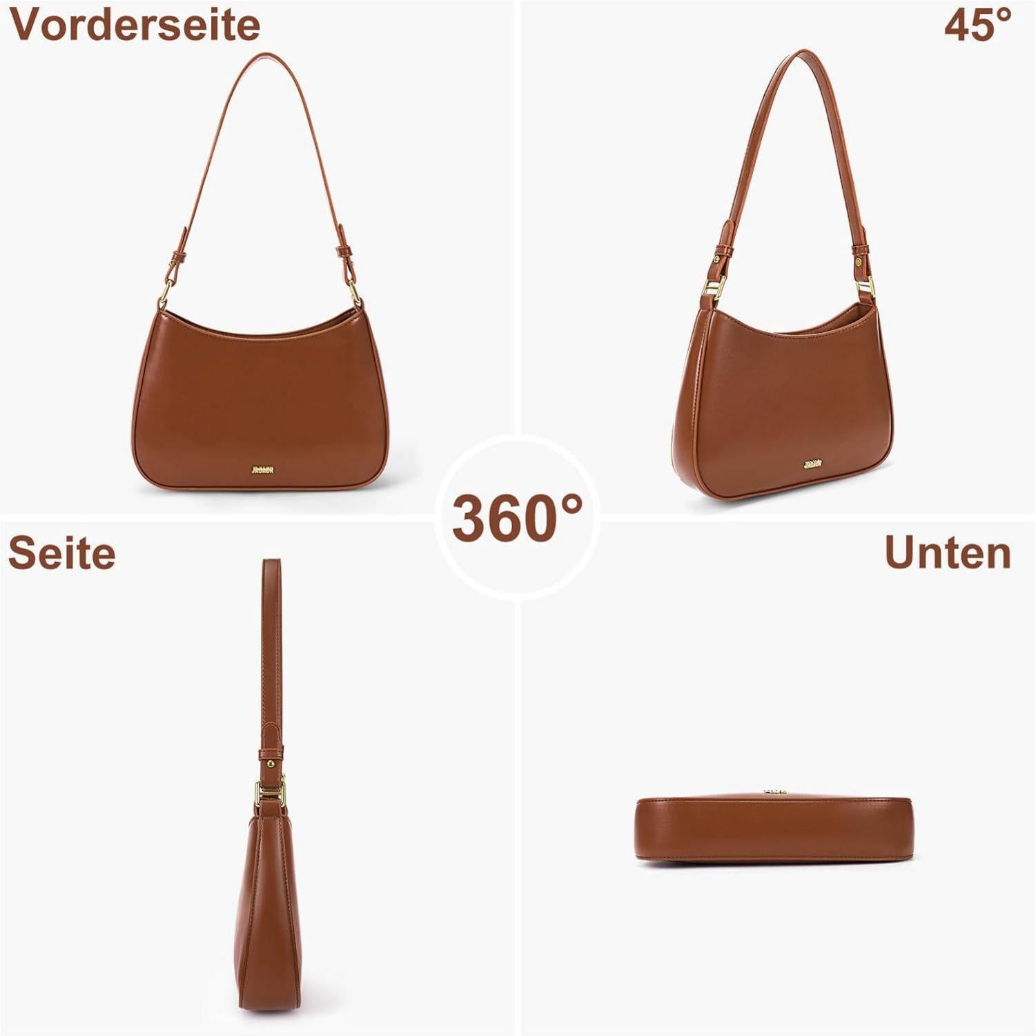 Kleine Damen Handtasche PU Leder Schultertasche elegant Braun