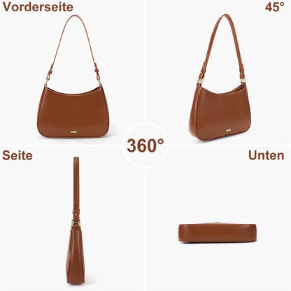 Kleine Damen Handtasche PU Leder Schultertasche elegant Braun
