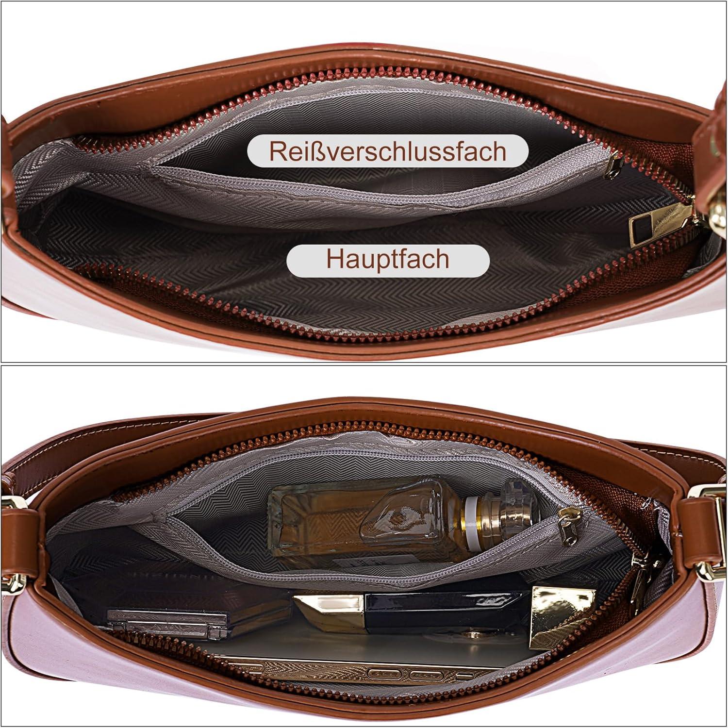 TIAASTAP Damen Handtasche Schultertasche PU Leder Klein Elegant Braun