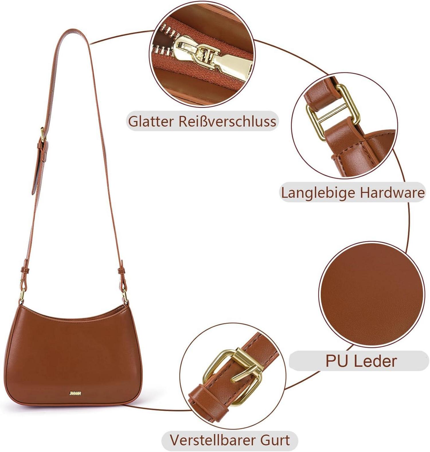 Handtasche Damen mini Hobo Bag Umhängetasche Y2K PU Leder Braun