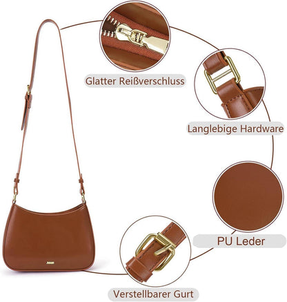 Handtasche Damen mini Hobo Bag Umhängetasche Y2K PU Leder Braun