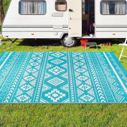 Outdoor Teppich Wetterfest Wendbar Gartenteppich Kunststoff Faltbar