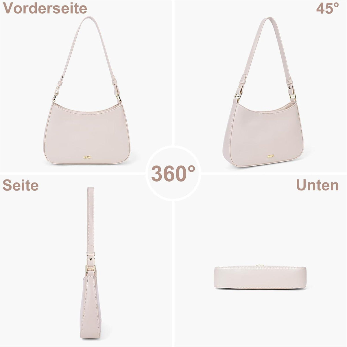 Elegante Damen Handtasche Hobo Bag Y2K Schultertasche Beige
