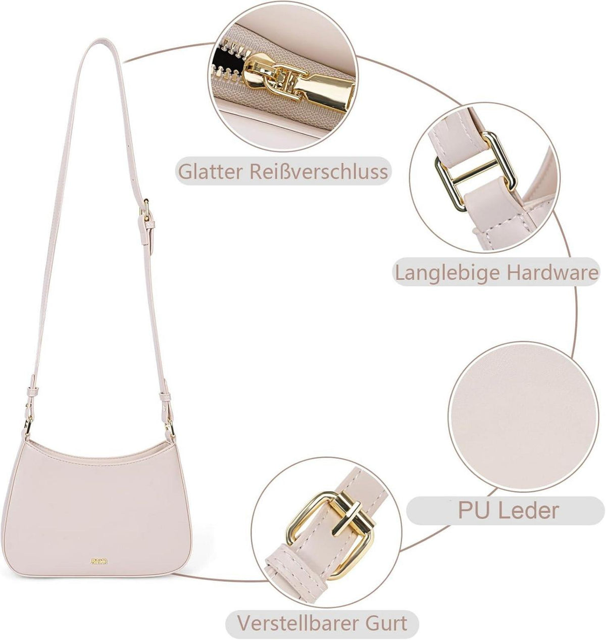 TIAASTAP Damen Tasche klein Hobo Bag Elegant Umhängetasche Y2K PU Leder