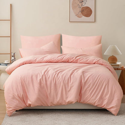Bettwäsche 200x220 3teilig Rosa Mikrofaser Reißverschluss