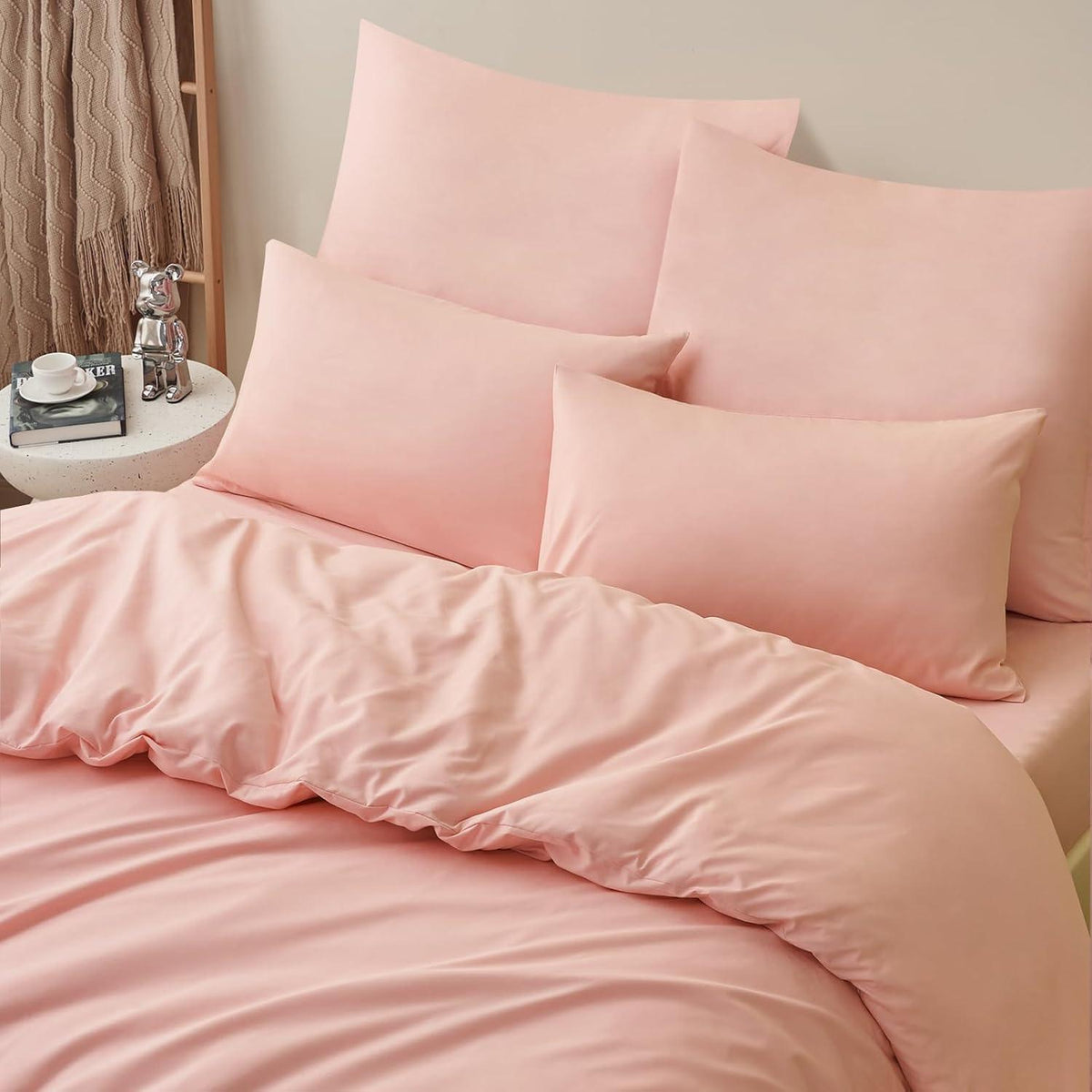 Bettwäsche 200x220 3teilig Rosa Mikrofaser Reißverschluss