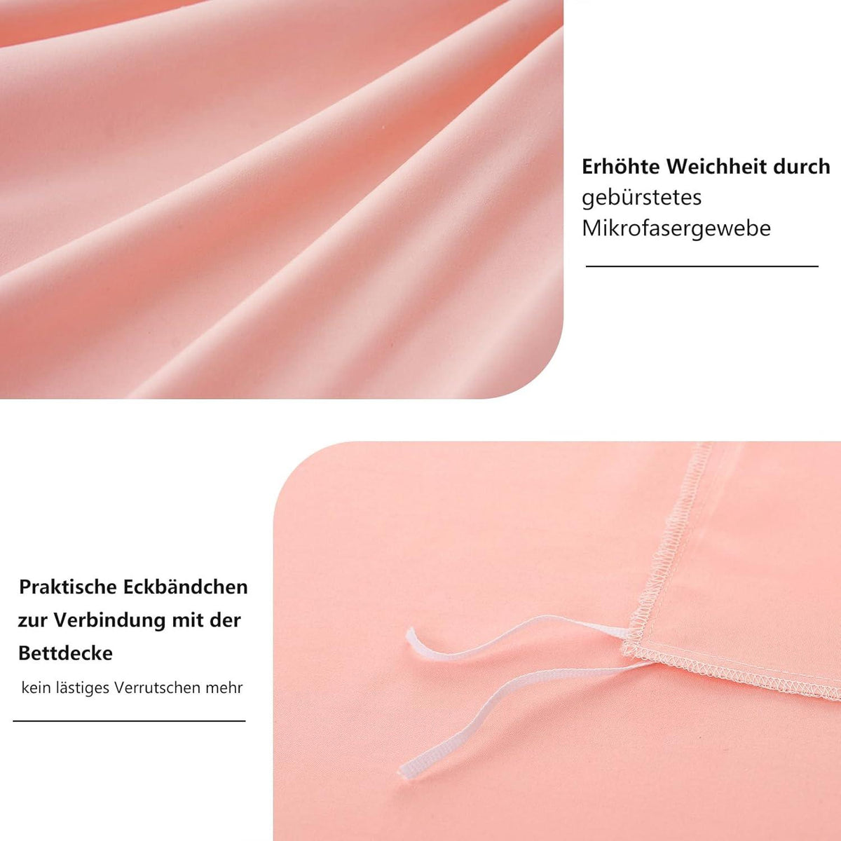 Bettwäsche 200x220 Rosa Set Kissenbezug Mikrofaser Reißverschluss
