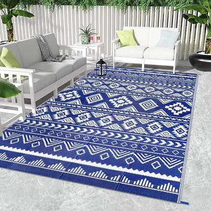 Outdoor Teppich Wetterfest Kunststoff Wendbar Camping Terrasse Garten